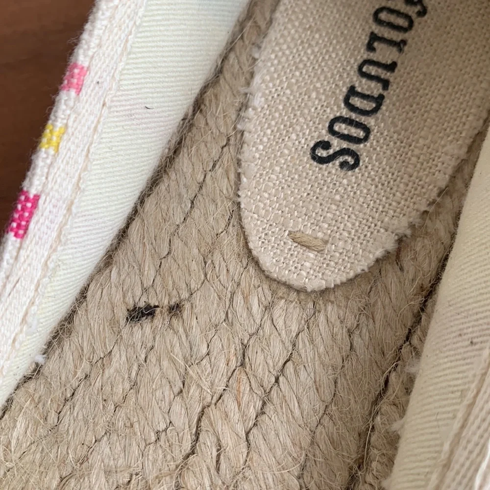 Soludos Shoes Stripe Rainbow Canvas Espadrilles Cream Multi 9 Beach Vacation